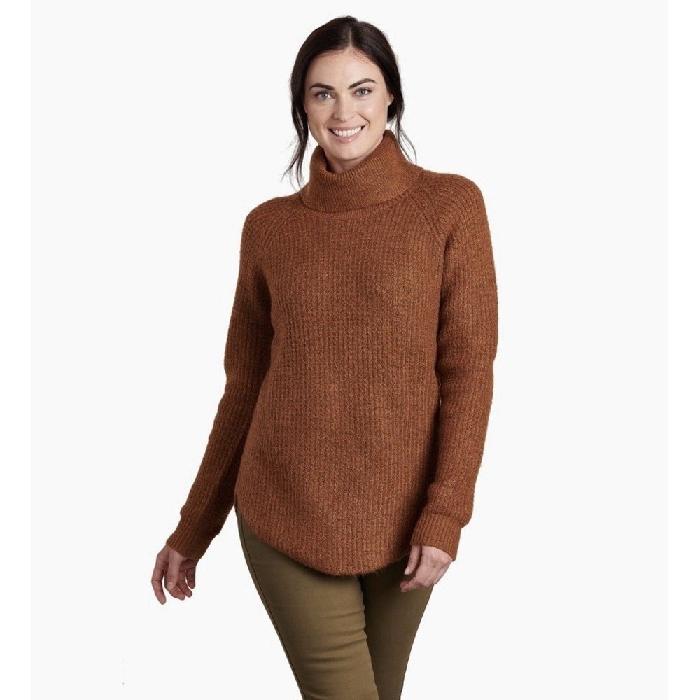 Kuhl Sienna Sweater Women's Size L Copper Cowl Neck‎ Chunky Knit 4411 Roomy Fit
